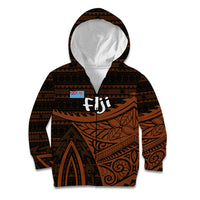 Straight Outta Kadavu Fiji Kid Hoodie Tribal Polynesian Tattoo Coat Of Arms Flag TS04 Zip Hoodie Brown Black - Polynesian Pride