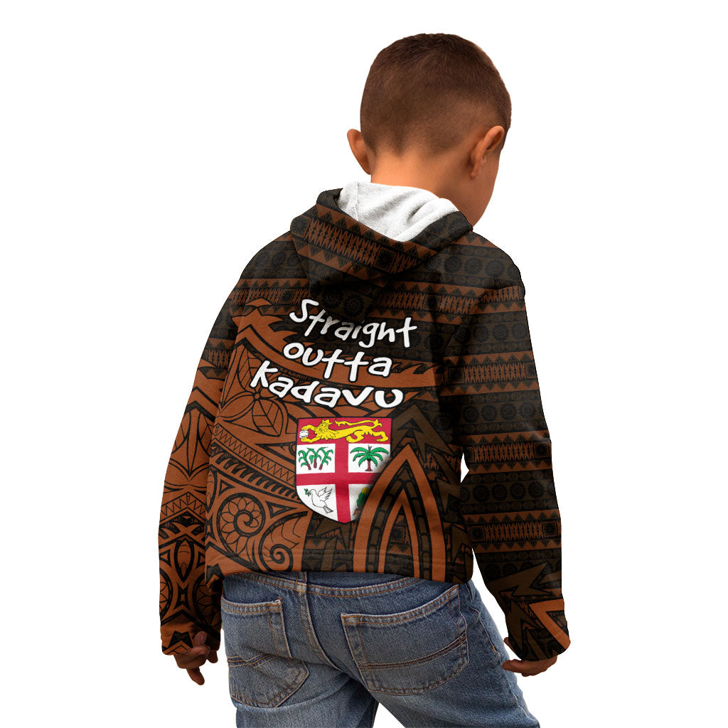 Straight Outta Kadavu Fiji Kid Hoodie Tribal Polynesian Tattoo Coat Of Arms Flag TS04 - Polynesian Pride