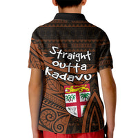 Straight Outta Kadavu Fiji Kid Polo Shirt Tribal Polynesian Tattoo Coat Of Arms Flag TS04 - Polynesian Pride
