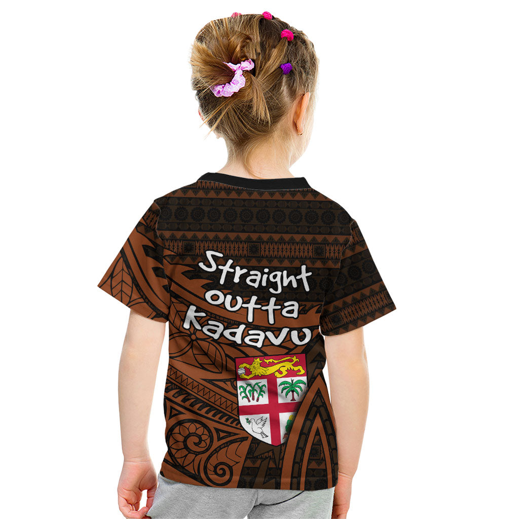Straight Outta Kadavu Fiji Kid T Shirt Tribal Polynesian Tattoo Coat Of Arms Flag TS04 - Polynesian Pride