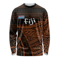 Straight Outta Kadavu Fiji Long Sleeve Shirt Tribal Polynesian Tattoo Coat Of Arms Flag TS04 Unisex Brown Black - Polynesian Pride