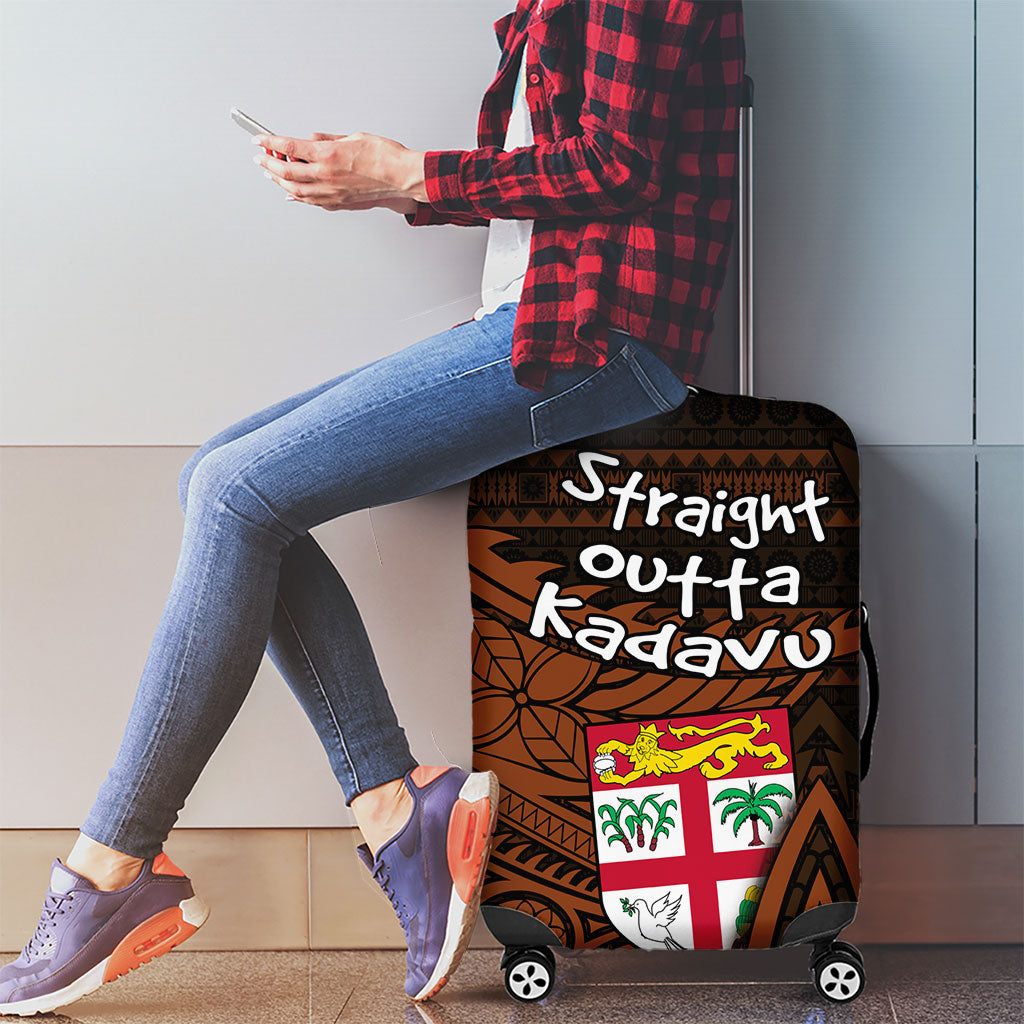 Straight Outta Kadavu Fiji Luggage Cover Tribal Polynesian Tattoo Coat Of Arms Flag TS04 - Polynesian Pride