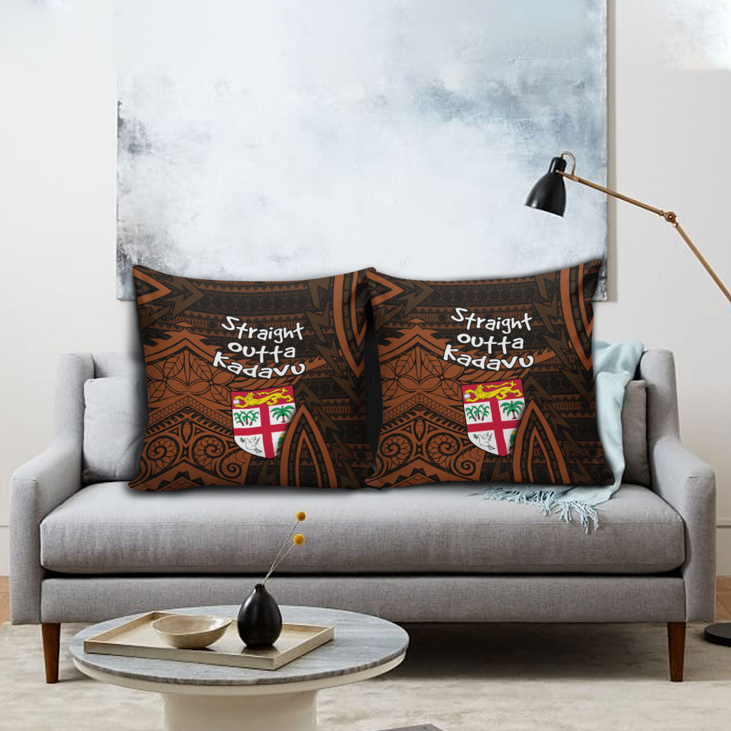 Straight Outta Kadavu Fiji Pillow Cover Tribal Polynesian Tattoo Coat Of Arms Flag TS04 - Polynesian Pride