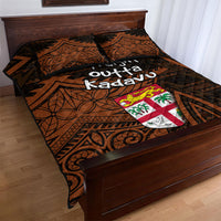 Straight Outta Kadavu Fiji Quilt Bed Set Tribal Polynesian Tattoo Coat Of Arms Flag TS04 - Polynesian Pride