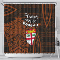 Straight Outta Kadavu Fiji Shower Curtain Tribal Polynesian Tattoo Coat Of Arms Flag TS04 - Polynesian Pride