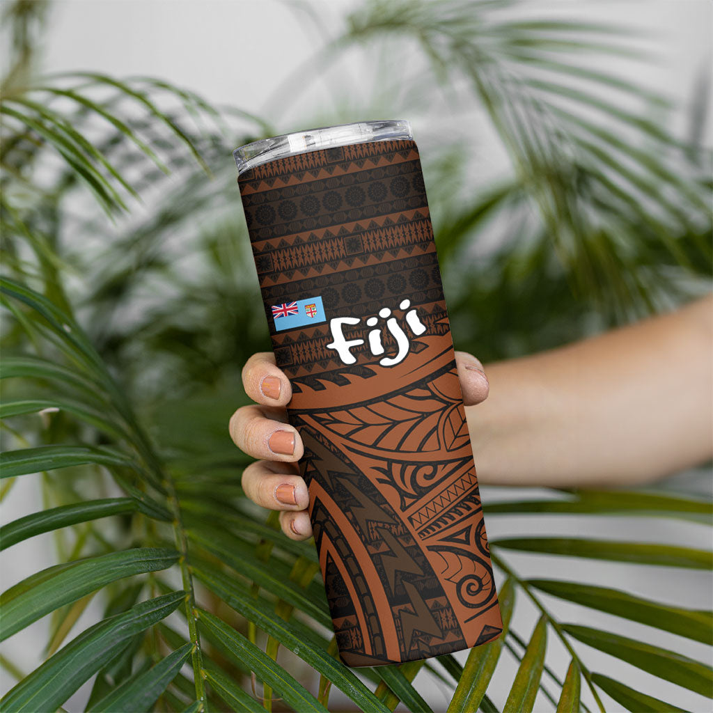 Straight Outta Kadavu Fiji Skinny Tumbler Tribal Polynesian Tattoo Coat Of Arms Flag TS04 - Polynesian Pride