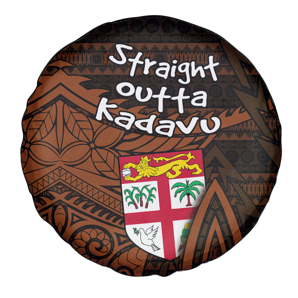 Straight Outta Kadavu Fiji Spare Tire Cover Tribal Polynesian Tattoo Coat Of Arms Flag TS04 - Polynesian Pride