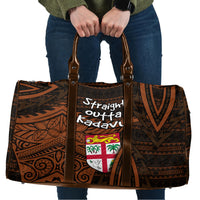 Straight Outta Kadavu Fiji Travel Bag Tribal Polynesian Tattoo Coat Of Arms Flag TS04 Brown Black - Polynesian Pride