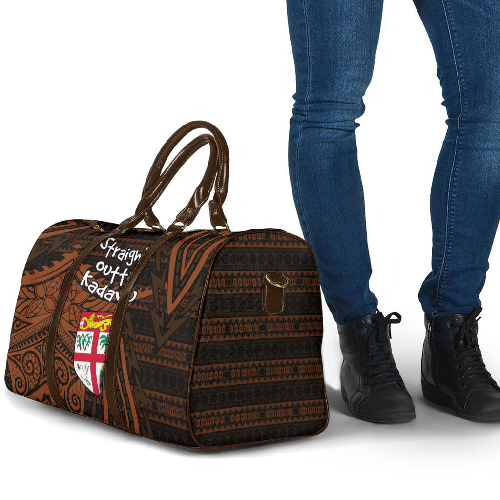 Straight Outta Kadavu Fiji Travel Bag Tribal Polynesian Tattoo Coat Of Arms Flag TS04 - Polynesian Pride