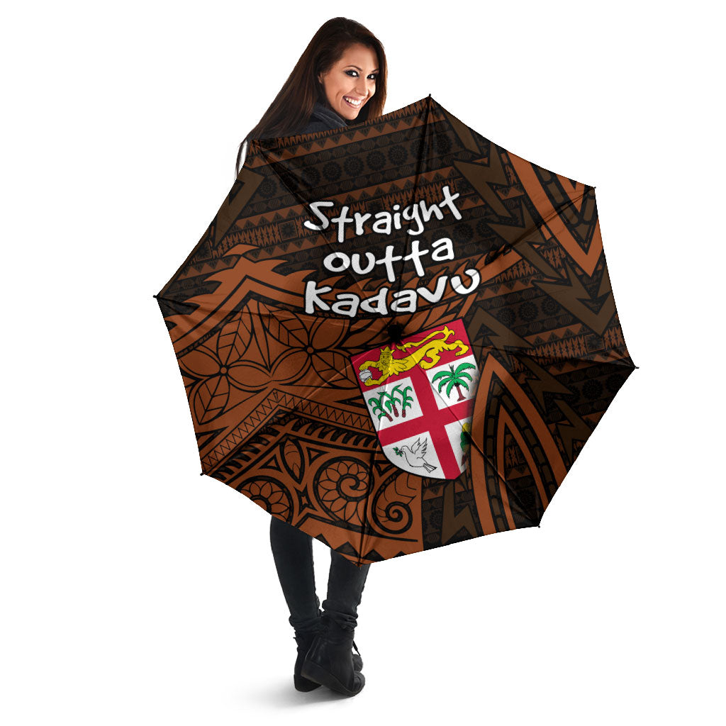 Straight Outta Kadavu Fiji Umbrella Tribal Polynesian Tattoo Coat Of Arms Flag TS04 - Polynesian Pride