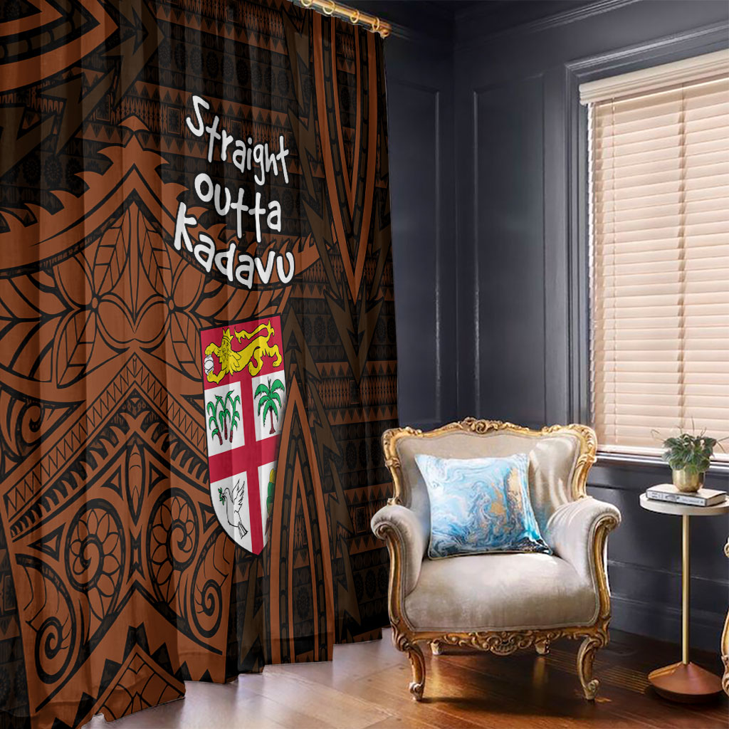 Straight Outta Kadavu Fiji Window Curtain Tribal Polynesian Tattoo Coat Of Arms Flag TS04 - Polynesian Pride