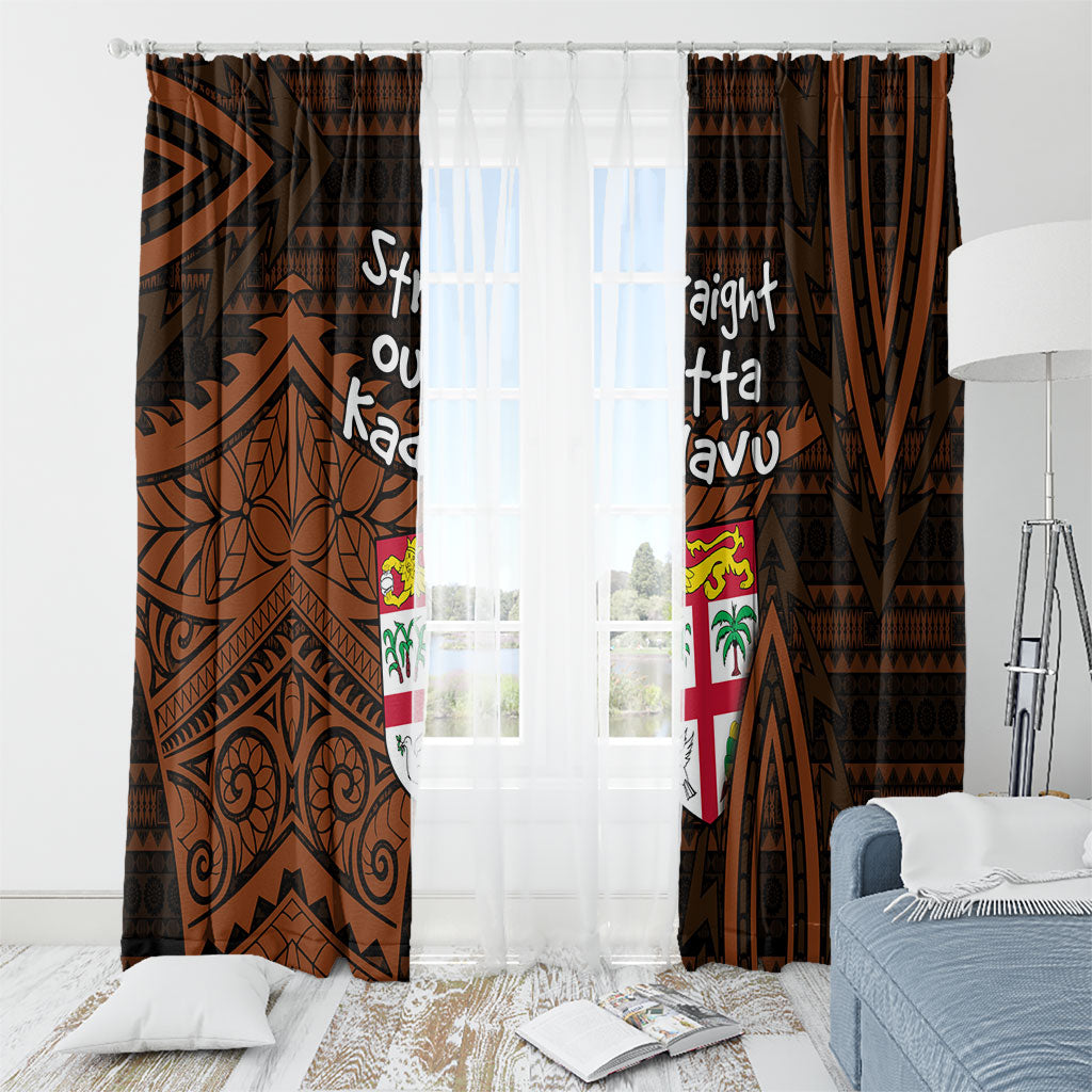 Straight Outta Kadavu Fiji Window Curtain Tribal Polynesian Tattoo Coat Of Arms Flag TS04 - Polynesian Pride