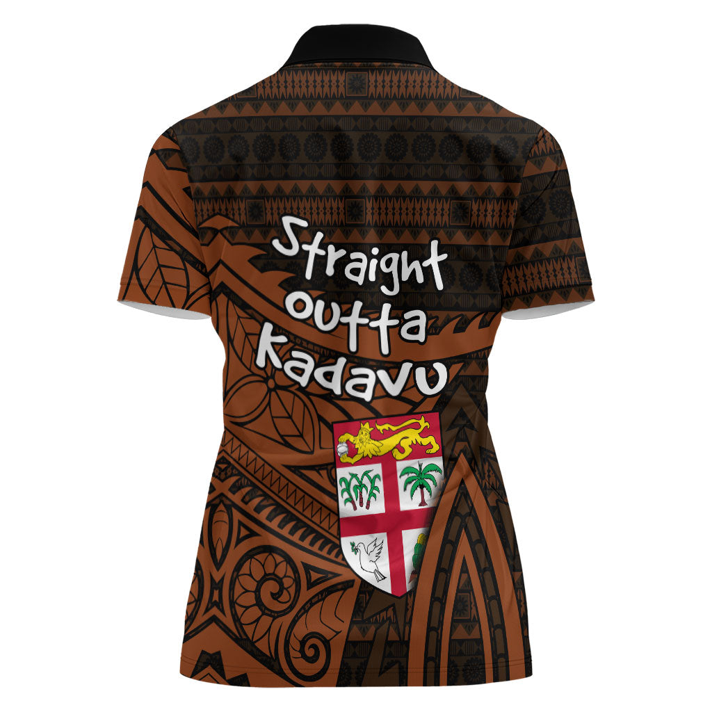 Straight Outta Kadavu Fiji Women Polo Shirt Tribal Polynesian Tattoo Coat Of Arms Flag TS04 - Polynesian Pride