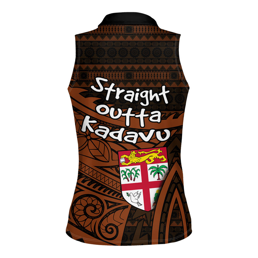Straight Outta Kadavu Fiji Women Sleeveless Polo Shirt Tribal Polynesian Tattoo Coat Of Arms Flag TS04 - Polynesian Pride