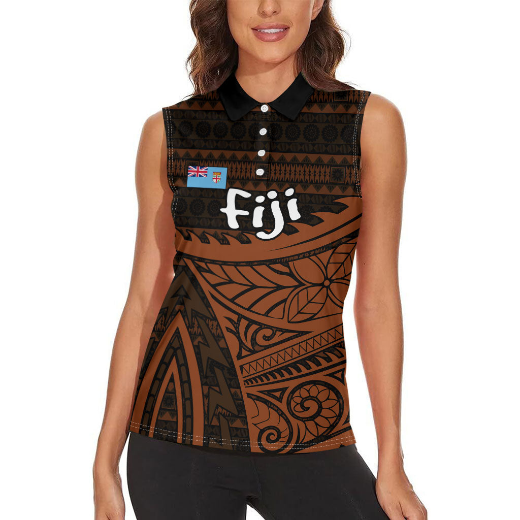 Straight Outta Kadavu Fiji Women Sleeveless Polo Shirt Tribal Polynesian Tattoo Coat Of Arms Flag TS04 - Polynesian Pride