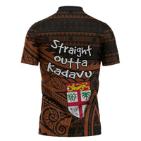 Straight Outta Kadavu Fiji Zipper Polo Shirt Tribal Polynesian Tattoo Coat Of Arms Flag TS04 - Polynesian Pride