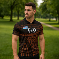 Straight Outta Kadavu Fiji Zipper Polo Shirt Tribal Polynesian Tattoo Coat Of Arms Flag TS04 - Polynesian Pride