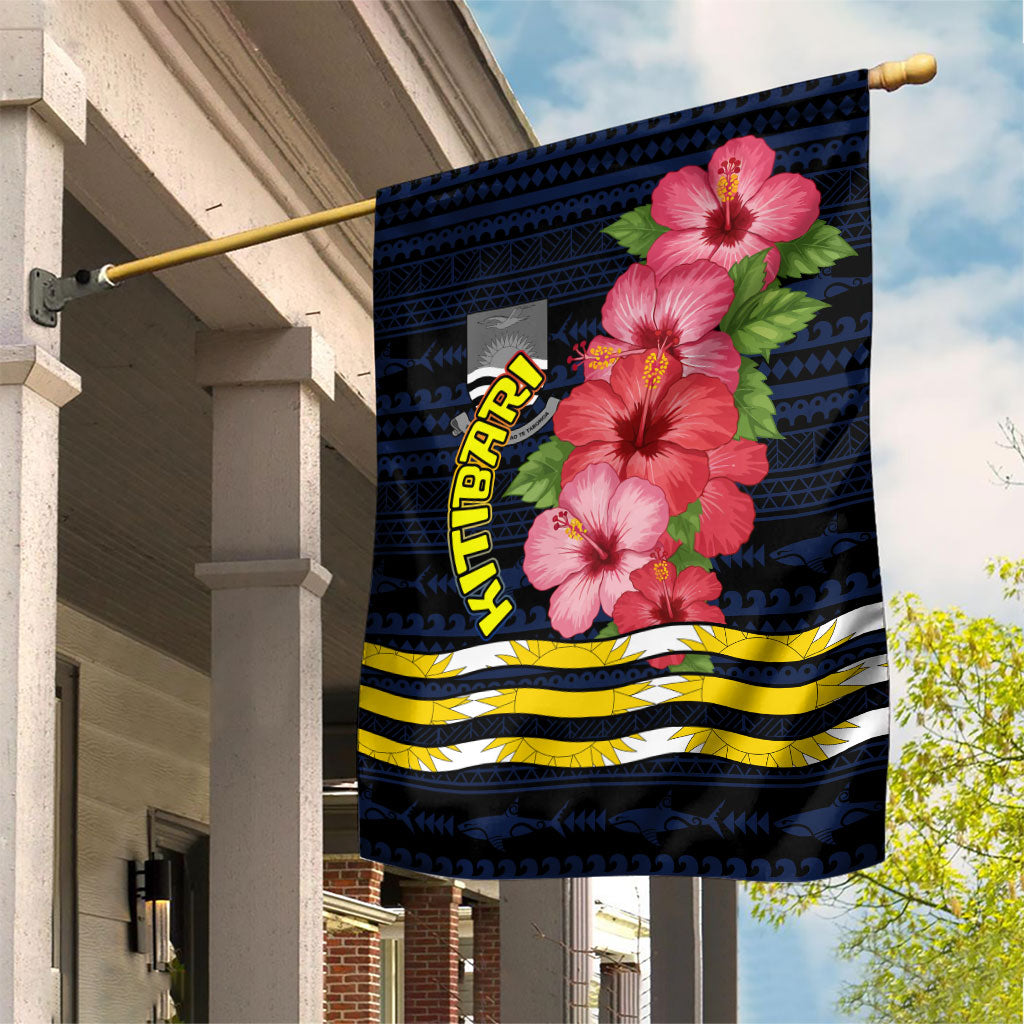 Kiribati Garden Flag Tropical Pink Hibiscus Flowers Polynesian Tribal TS04 House Flag Blue Black - Polynesian Pride