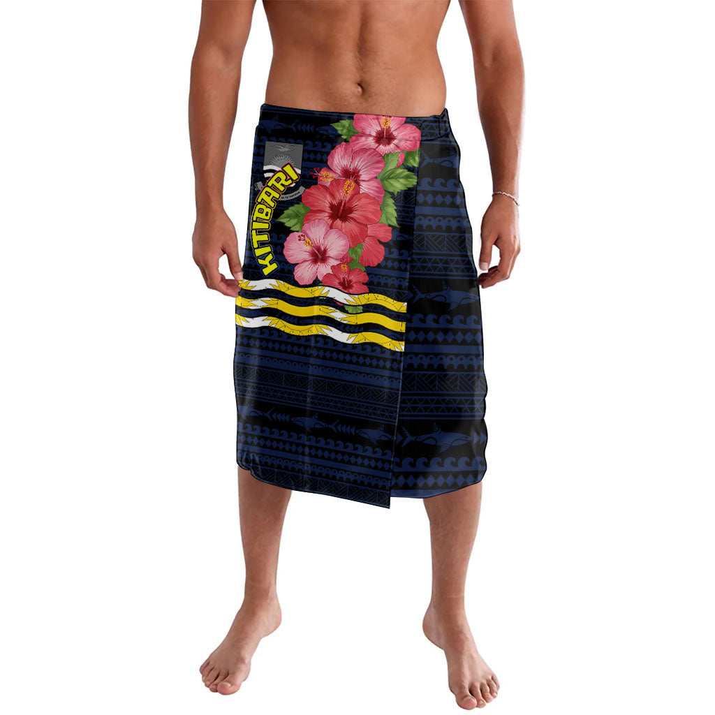 Kiribati Lavalava Tropical Pink Hibiscus Flowers Polynesian Tribal TS04 Blue Black - Polynesian Pride