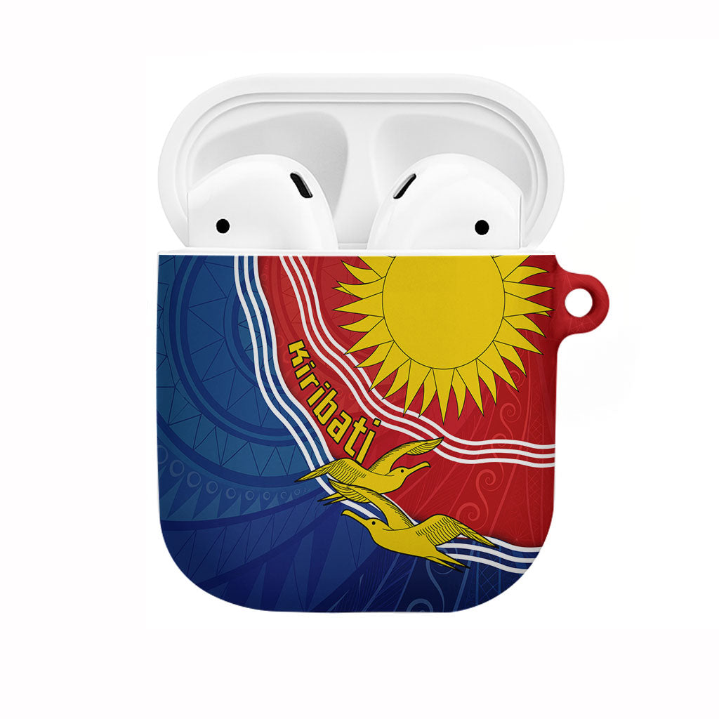Kiribati Flag Coat Of Arms AirPods Case Sun Rising Frigatebird Pacific Island Tribal Pattern TS04 Red Yellow - Polynesian Pride