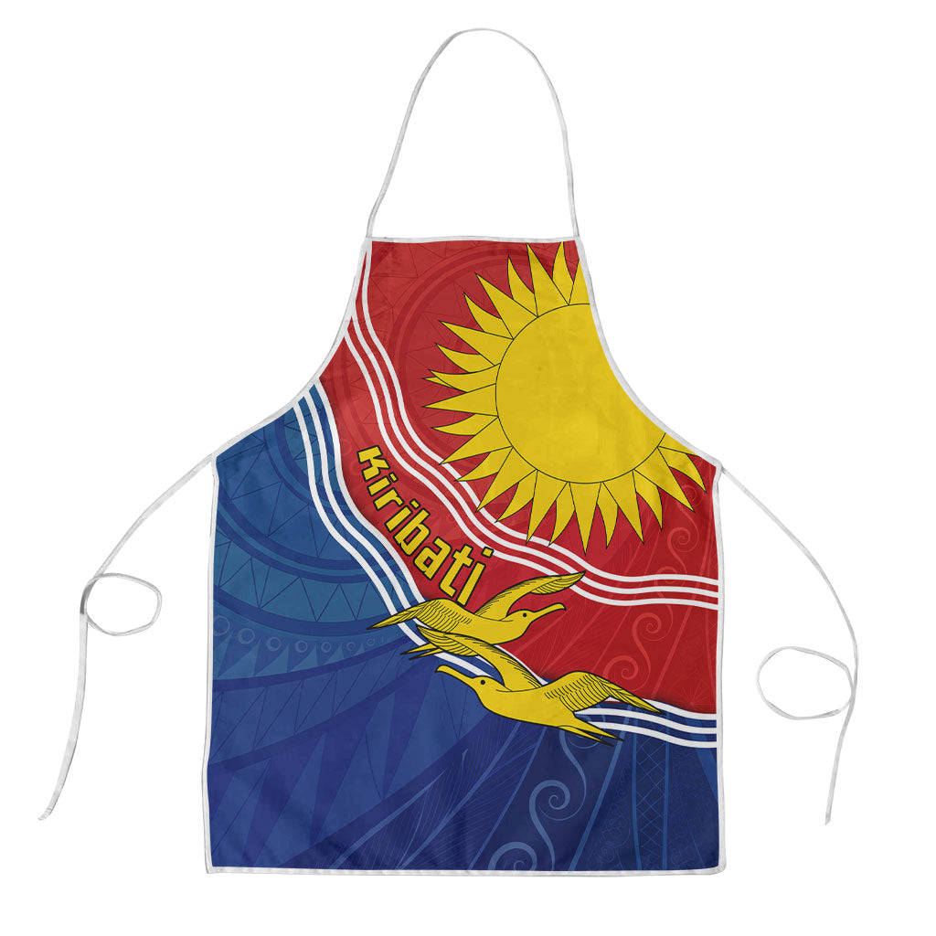 Kiribati Flag Coat Of Arms Apron Sun Rising Frigatebird Pacific Island Tribal Pattern TS04 Red Yellow - Polynesian Pride