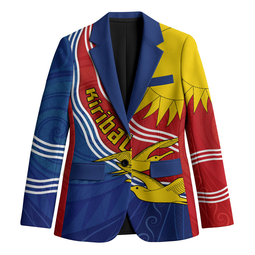 Kiribati Flag Coat Of Arms Blazer Sun Rising Frigatebird Pacific Island Tribal Pattern TS04 Unisex Red Yellow - Polynesian Pride