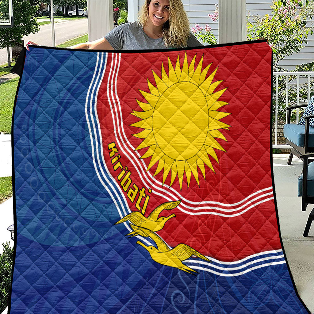Kiribati Flag Coat Of Arms Quilt Sun Rising Frigatebird Pacific Island Tribal Pattern TS04 Red Yellow - Polynesian Pride