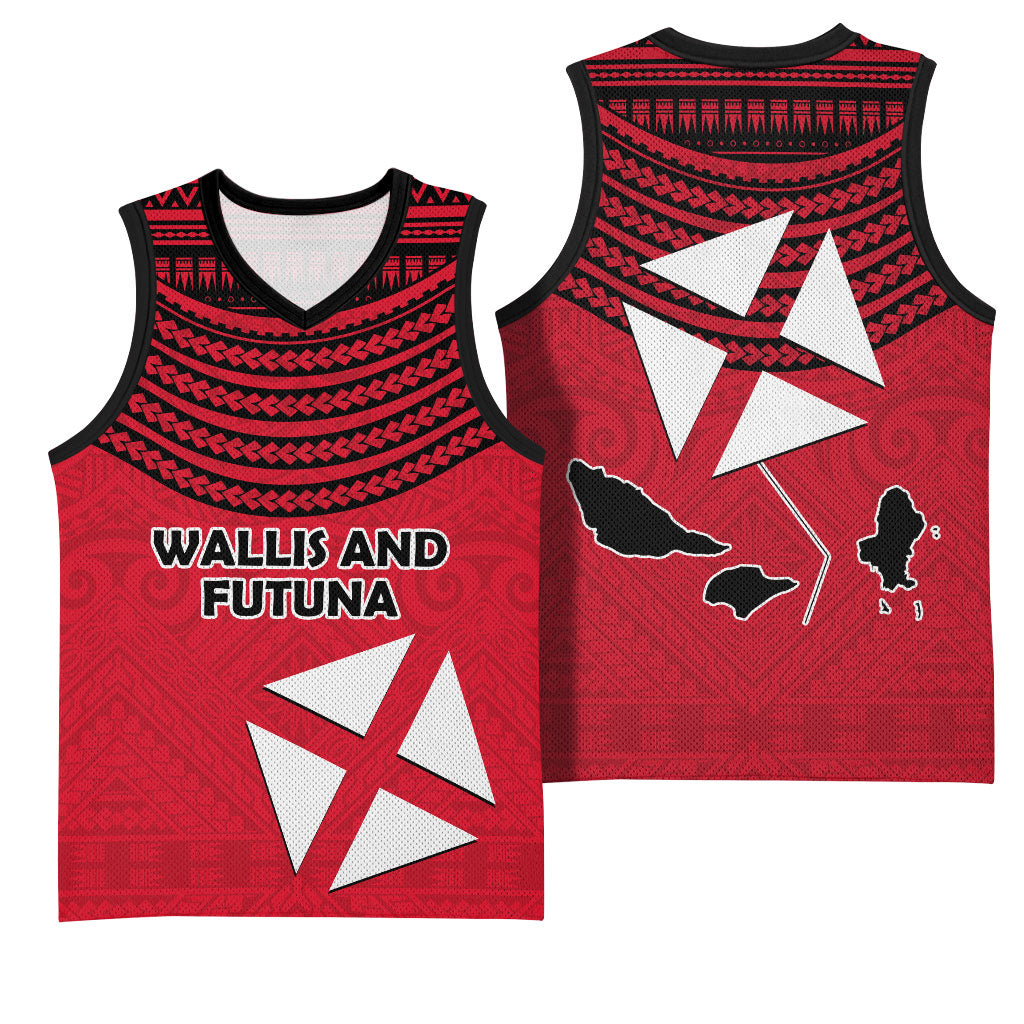 Wallis And Futuna Basketball Jersey Polynesian Tattoo Flag Map