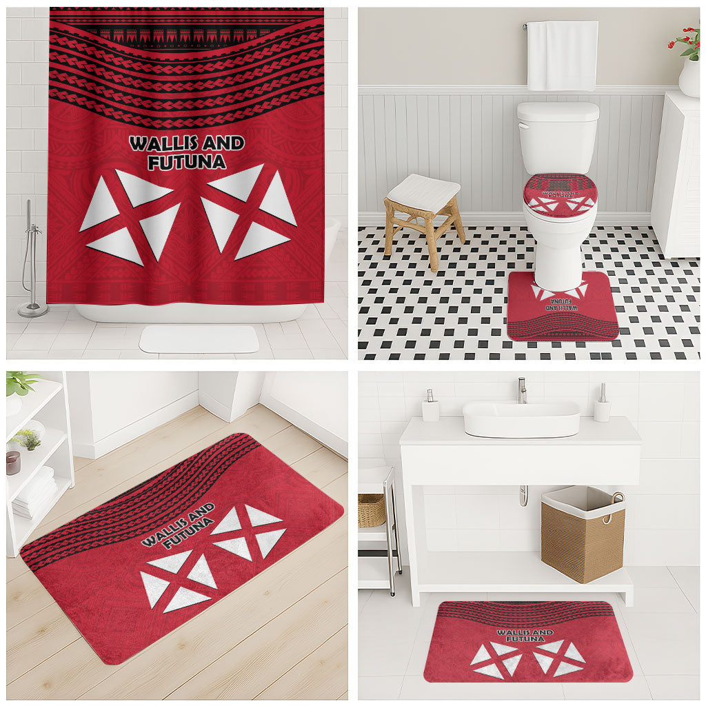 Wallis And Futuna Bathroom Set Polynesian Tattoo Flag Map