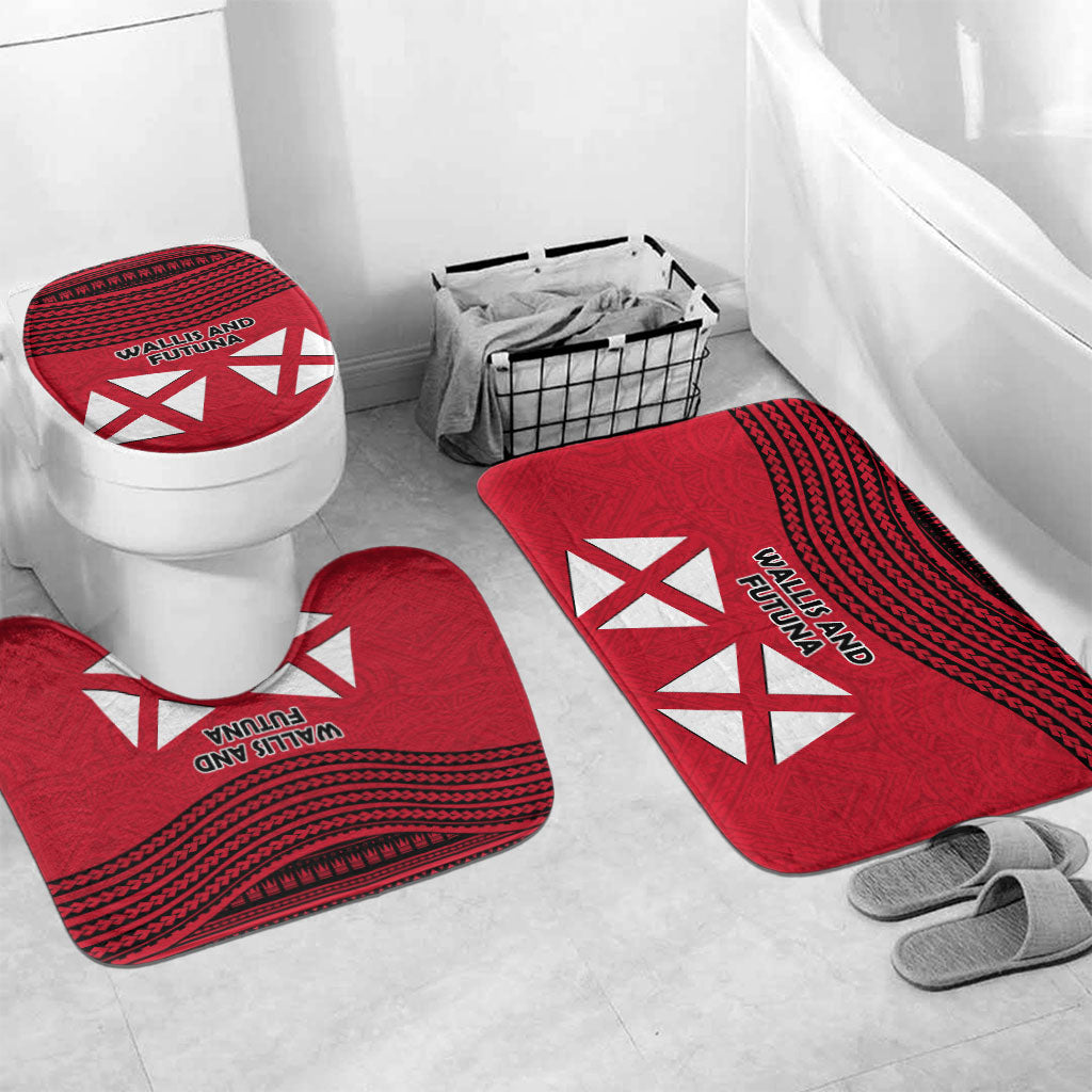 Wallis And Futuna Bathroom Set Polynesian Tattoo Flag Map