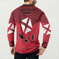 Wallis And Futuna Button Sweatshirt Polynesian Tattoo Flag Map
