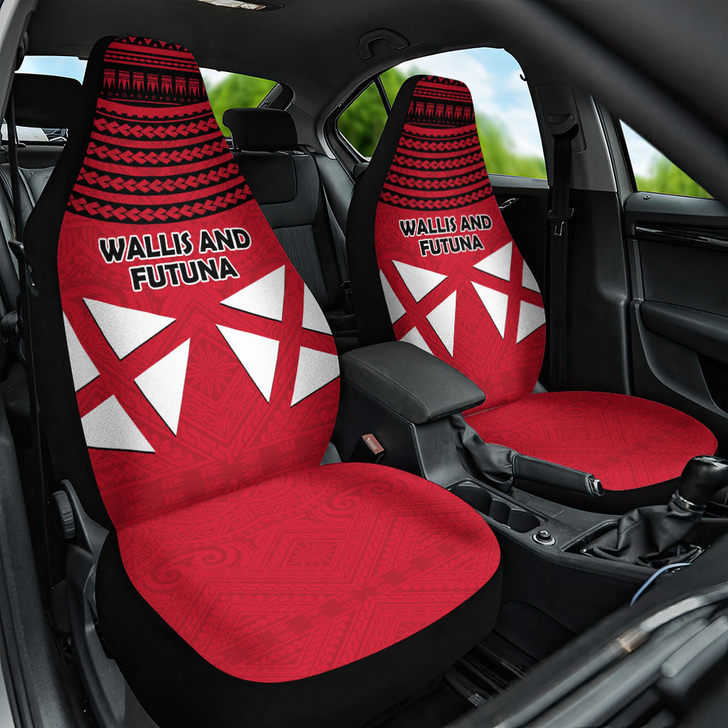 Wallis And Futuna Car Seat Cover Polynesian Tattoo Flag Map