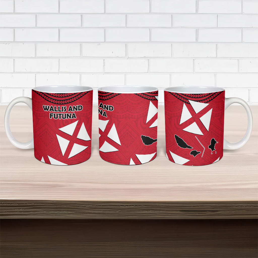 Wallis And Futuna Ceramic Mug Polynesian Tattoo Flag Map
