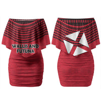 Wallis And Futuna Couples Matching Off Shoulder Short Dress and Long Sleeve Button Shirt Polynesian Tattoo Flag Map TS04 - Polynesian Pride