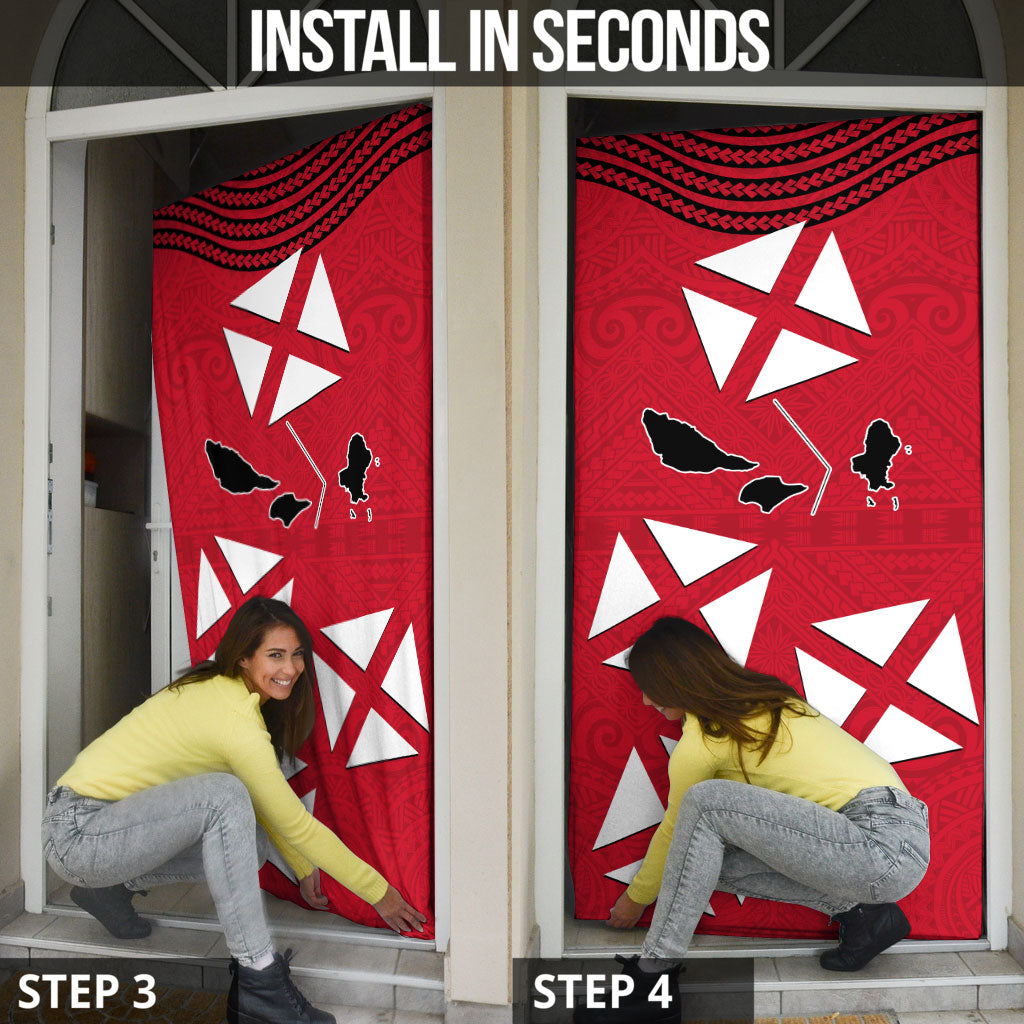 Wallis And Futuna Door Cover Polynesian Tattoo Flag Map
