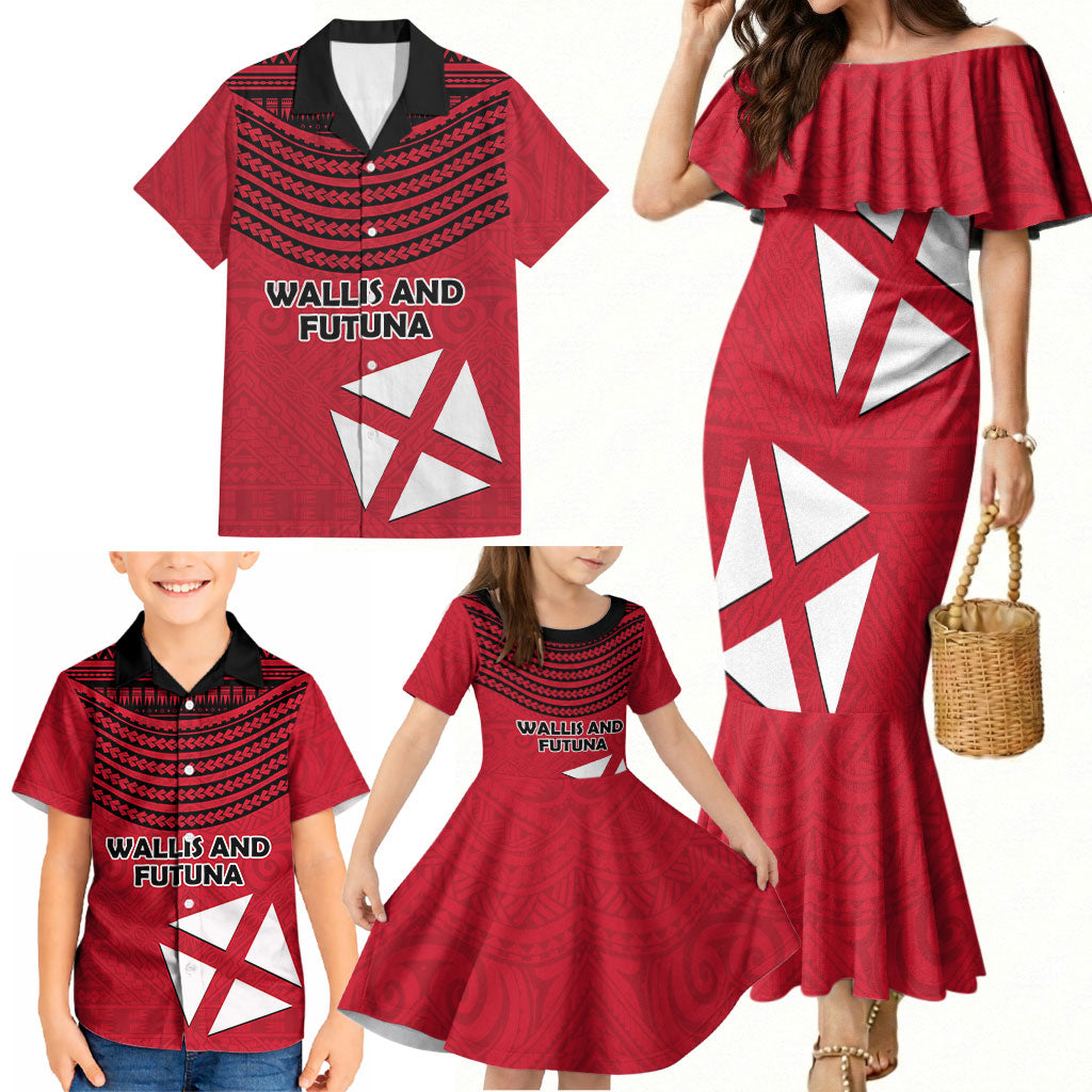 Wallis And Futuna Family Matching Mermaid Dress and Hawaiian Shirt Polynesian Tattoo Flag Map TS04 - Polynesian Pride