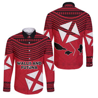 Wallis And Futuna Family Matching Off The Shoulder Long Sleeve Dress and Hawaiian Shirt Polynesian Tattoo Flag Map TS04 Dad's Shirt - Long Sleeve Red Black - Polynesian Pride