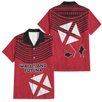Wallis And Futuna Family Matching Puletasi and Hawaiian Shirt Polynesian Tattoo Flag Map TS04 Dad's Shirt - Short Sleeve Red Black - Polynesian Pride