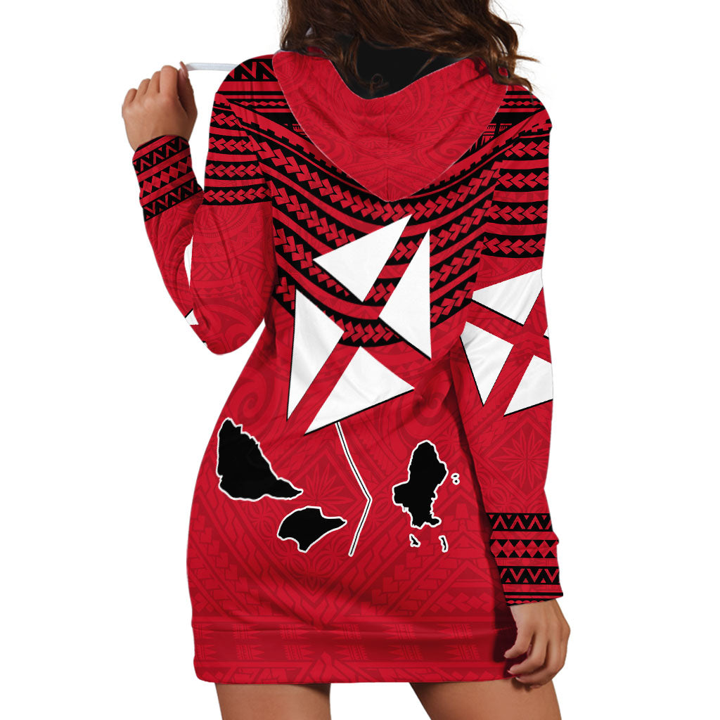 Wallis And Futuna Hoodie Dress Polynesian Tattoo Flag Map TS04 - Polynesian Pride