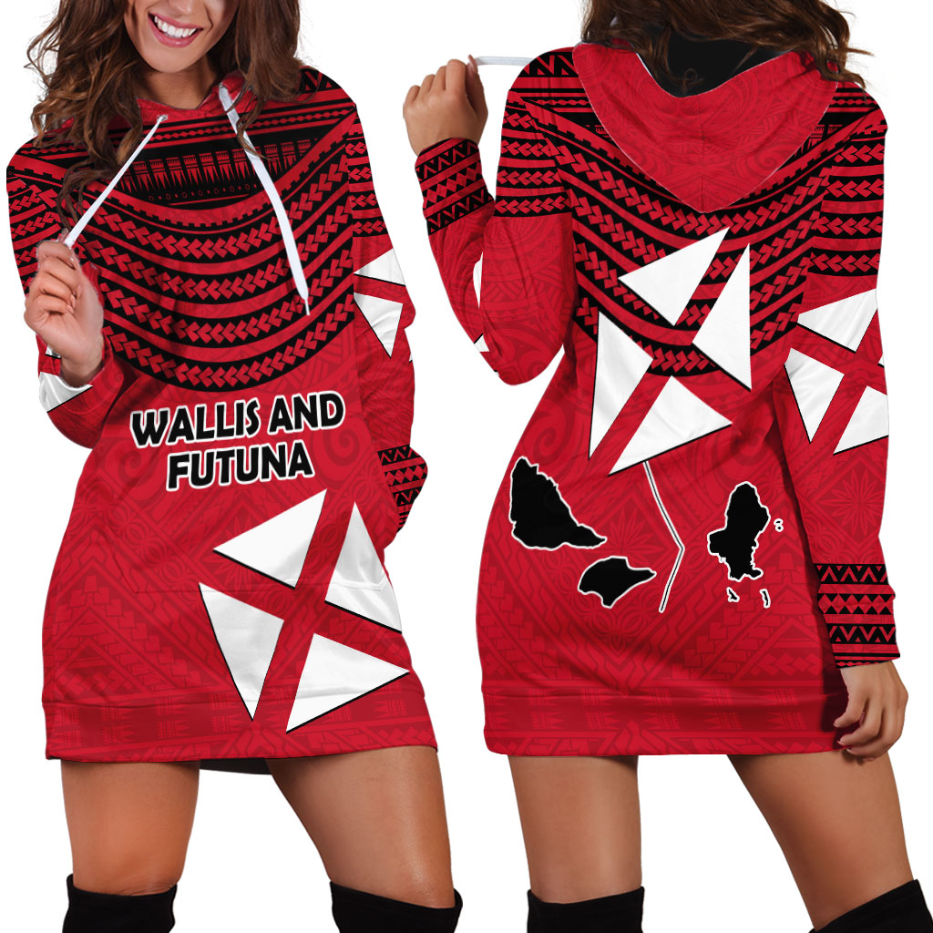 Wallis And Futuna Hoodie Dress Polynesian Tattoo Flag Map TS04 - Polynesian Pride