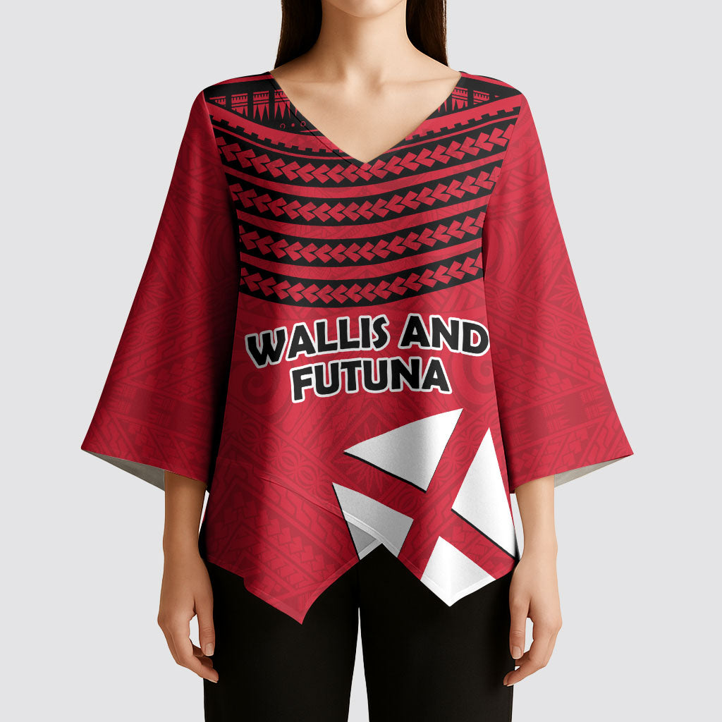 Wallis And Futuna Kimono Sleeve Blouse Polynesian Tattoo Flag Map