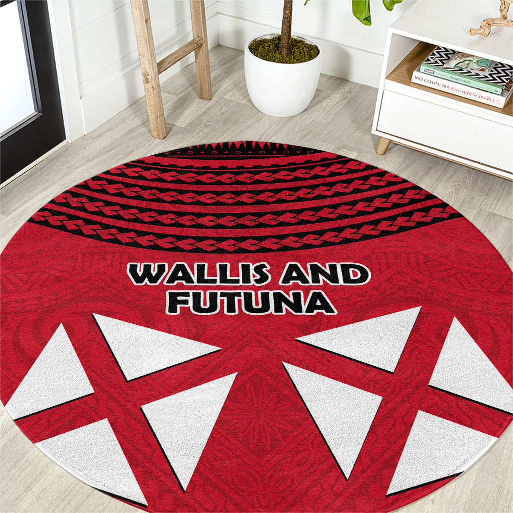 Wallis And Futuna Round Carpet Polynesian Tattoo Flag Map