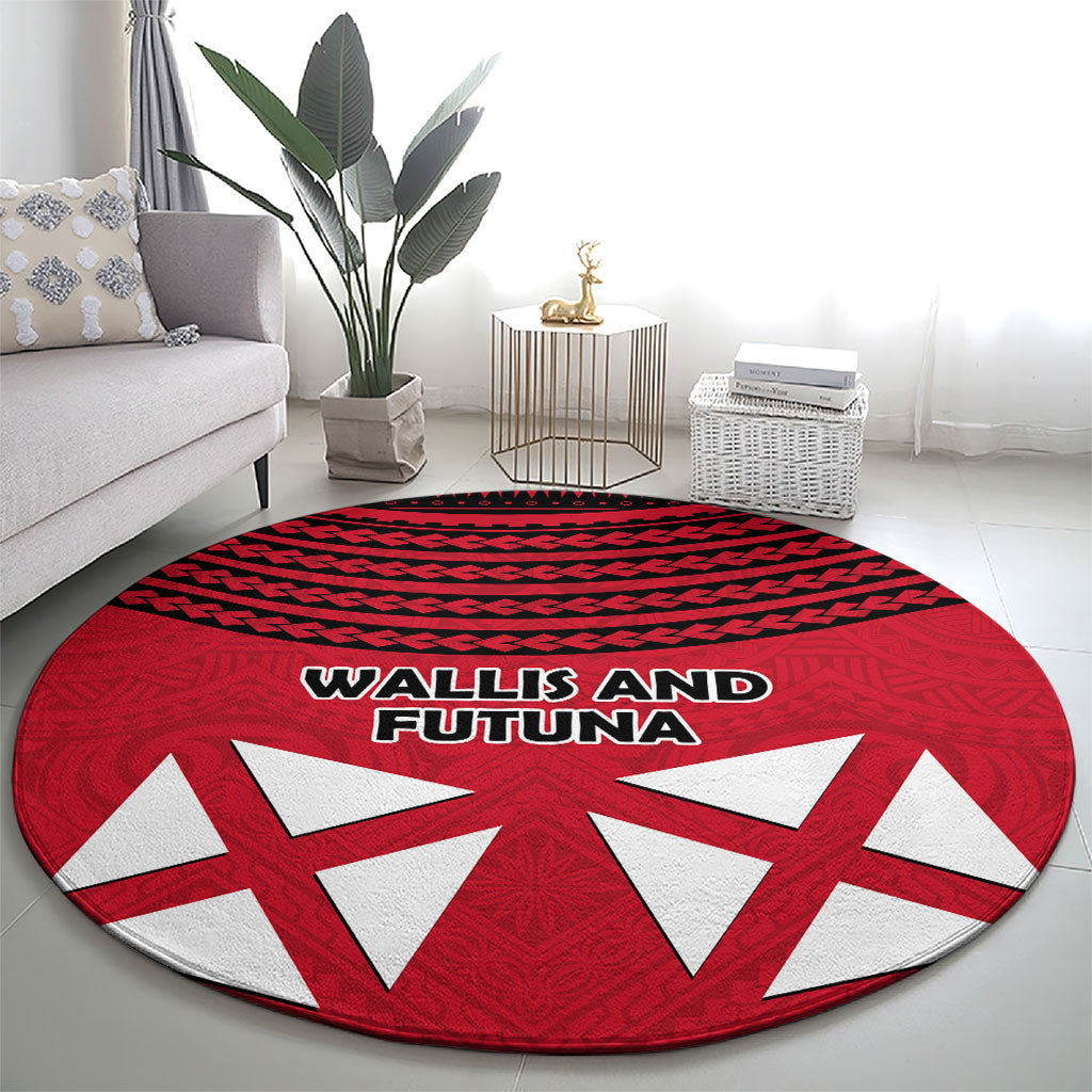 Wallis And Futuna Round Carpet Polynesian Tattoo Flag Map