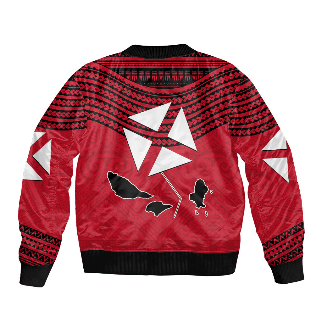 Wallis And Futuna Sleeve Zip Bomber Jacket Polynesian Tattoo Flag Map TS04 - Polynesian Pride