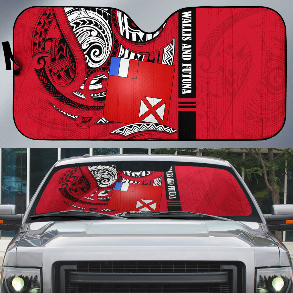 Wallis And Futuna Auto Sun Shade Tribal Polynesian Tattoo Flag Motif