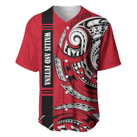 Wallis And Futuna Baseball Jersey Tribal Polynesian Tattoo Flag Motif TS04 Red Black - Polynesian Pride