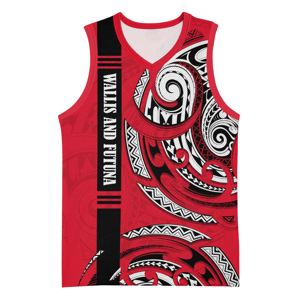 Wallis And Futuna Basketball Jersey Tribal Polynesian Tattoo Flag Motif