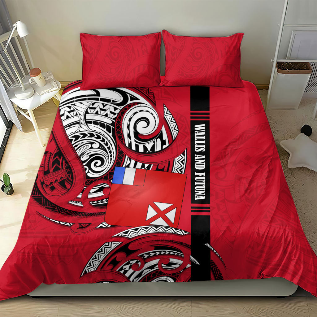 Wallis And Futuna Bedding Set Tribal Polynesian Tattoo Flag Motif TS04 - Polynesian Pride