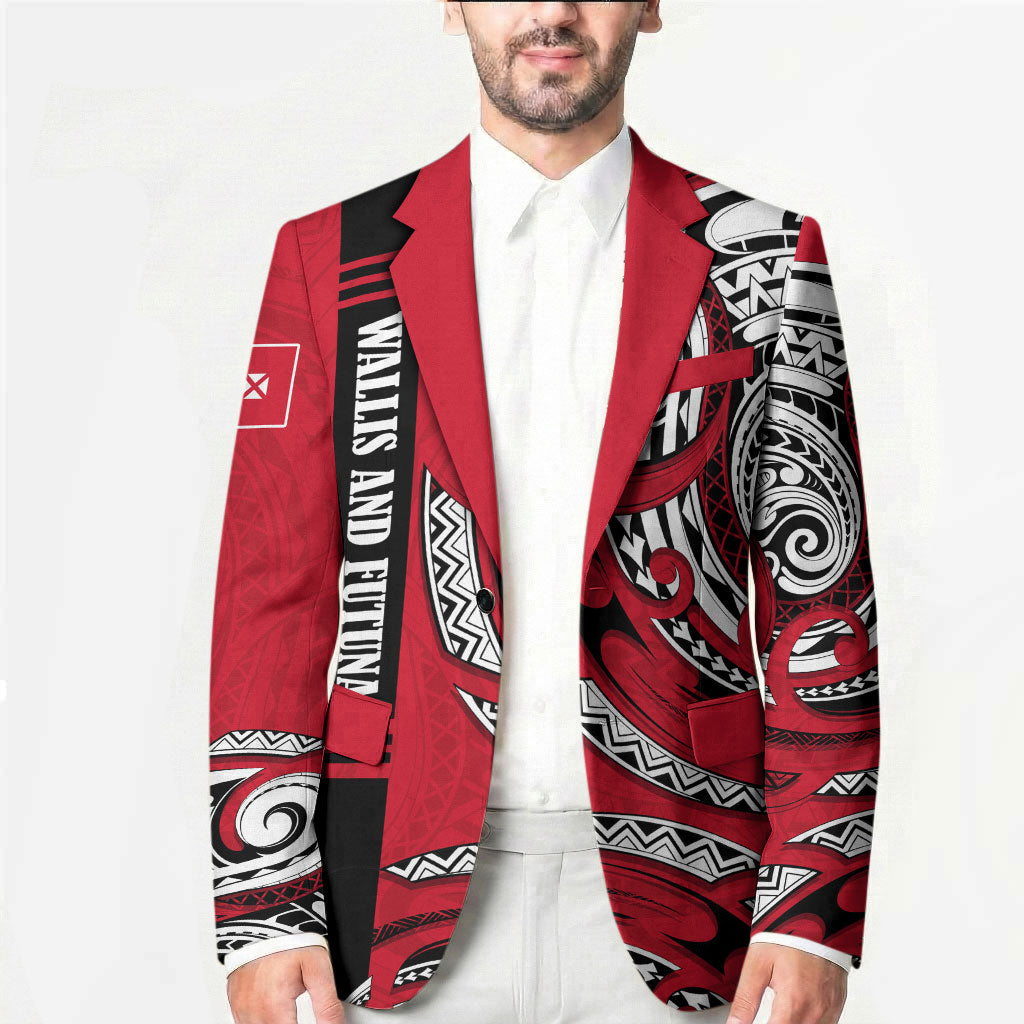Wallis And Futuna Blazer Tribal Polynesian Tattoo Flag Motif