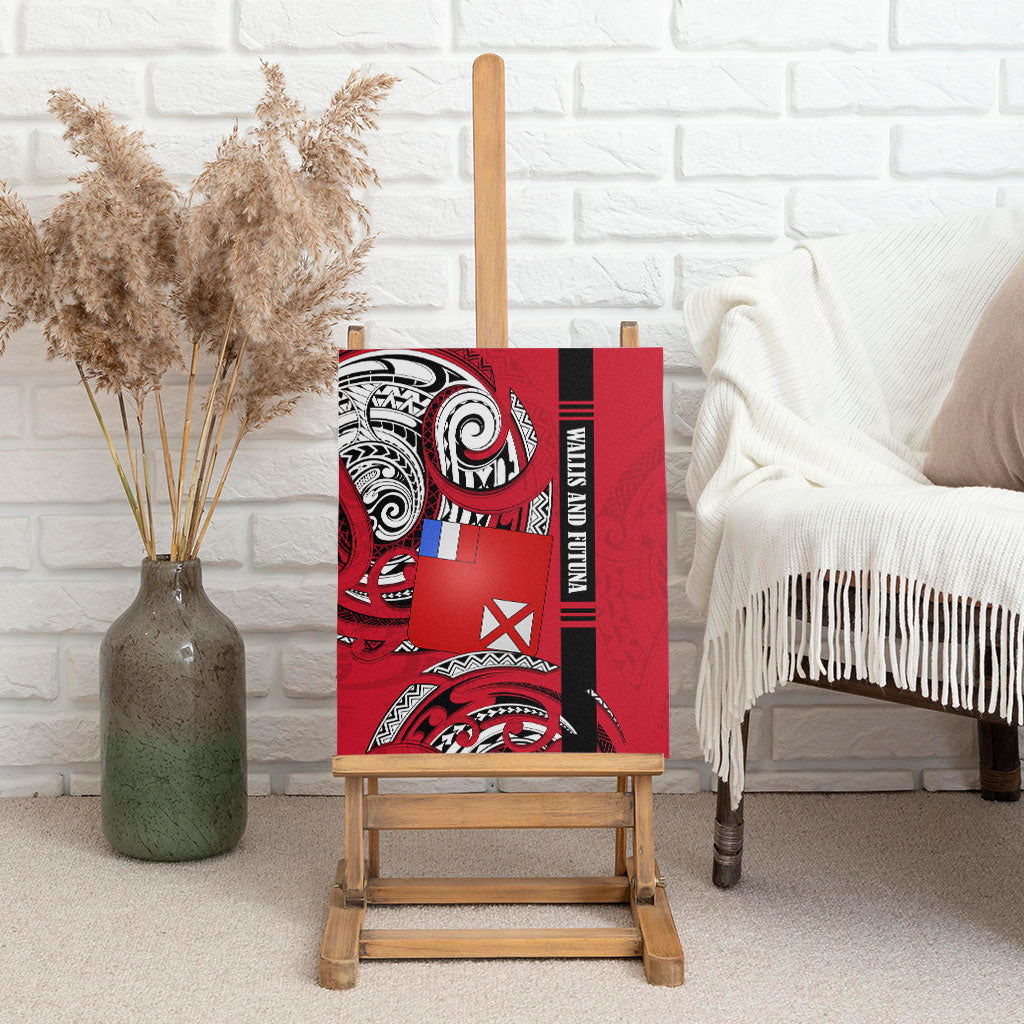 Wallis And Futuna Canvas Wall Art Tribal Polynesian Tattoo Flag Motif